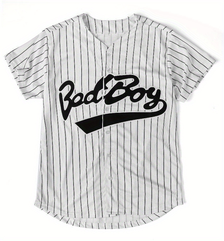 Big Boys' Striped Baseball Jersey, Black & White 1092637 (8/10) 