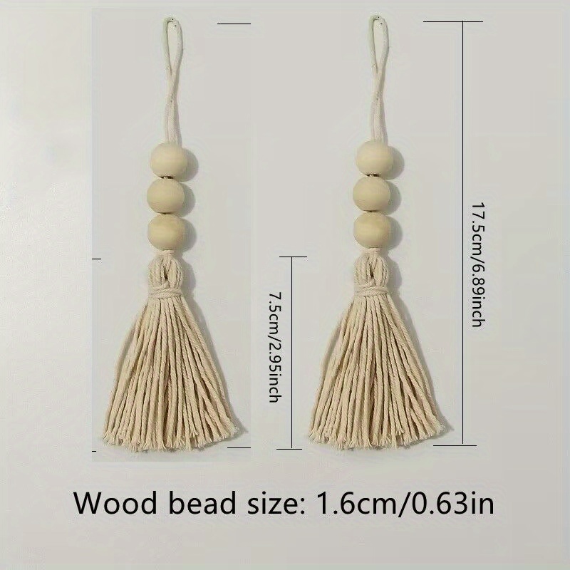 Vosarea Wood Bead Garland Rustic Farmhouse Beads with Tassel Home Wall  Hanging Prayer Beads Decor Beads Wooden