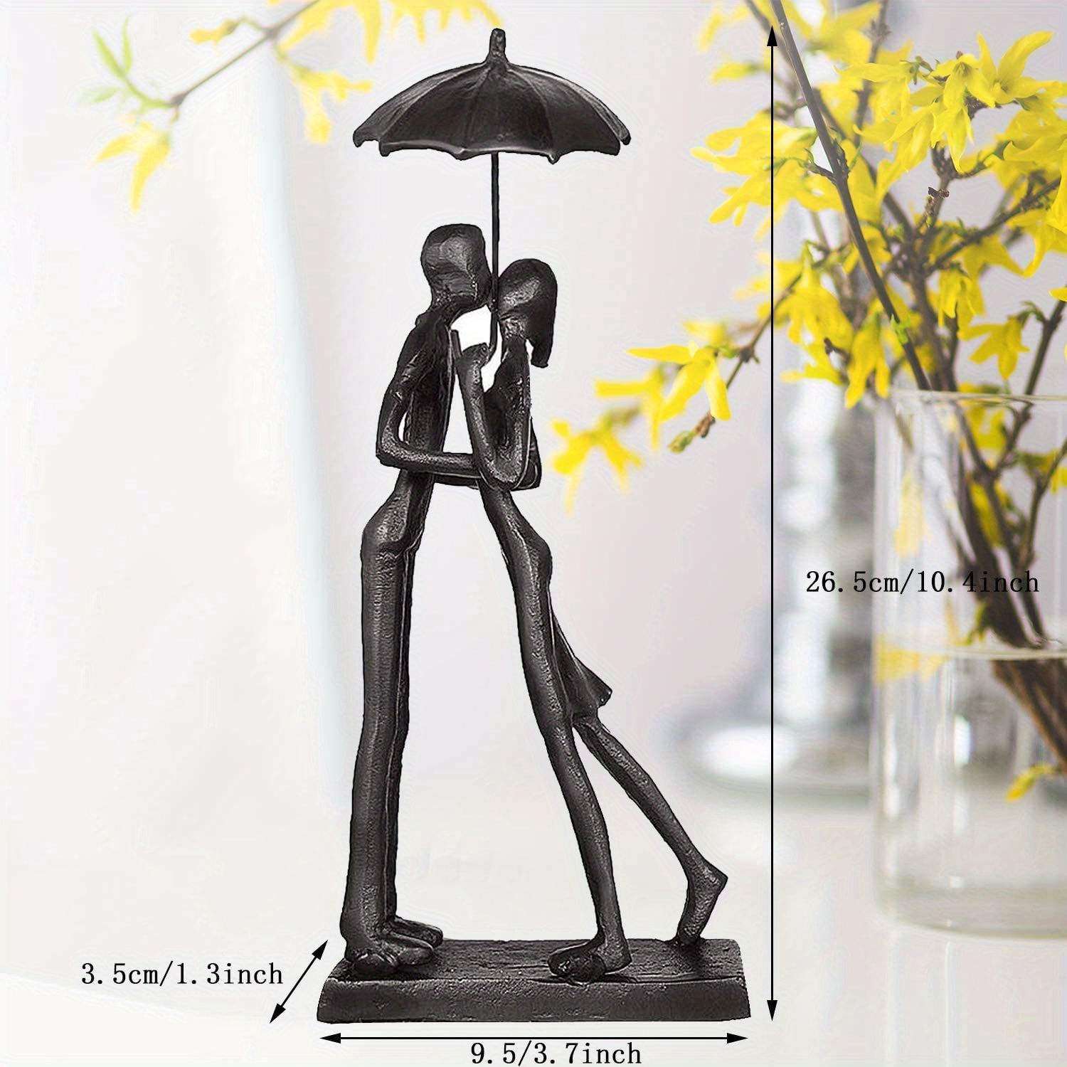 Romantic Love Couple Statue With Umbrella Figurine Decoration