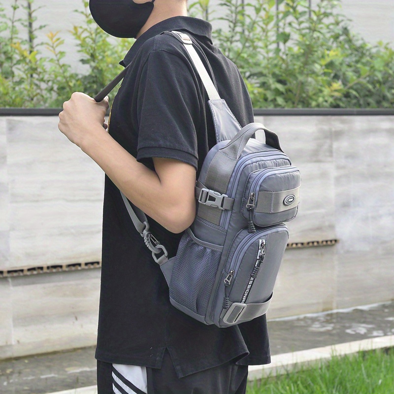 Men's Sling Bag Chest Bag Water Bottle Position Multi pocket - Temu