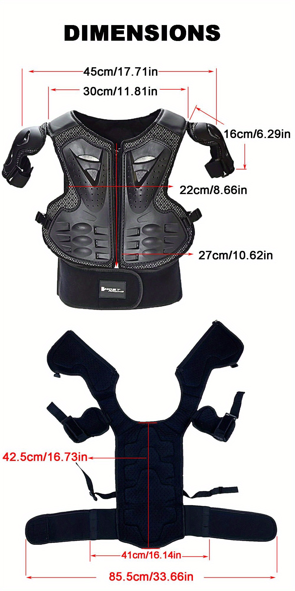 Armure de moto pour enfants, combinaison de moto pour enfants, protecteur  de poitrine, de colonne vertébrale, de dos, épaule, bras, coude, genou,  Motocross, course de ski