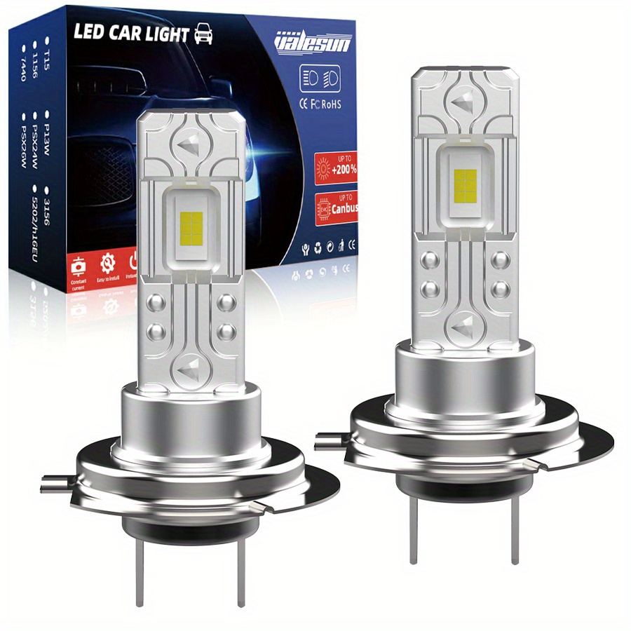 Bombillas De Luz LED H7 6500K Blanco 12 Chips CSP 1:1 Tamaño Mini Sin  Polaridad No Se Requiere Adaptador Fácil Instalación Sin Ventilador H7  Faros Ant