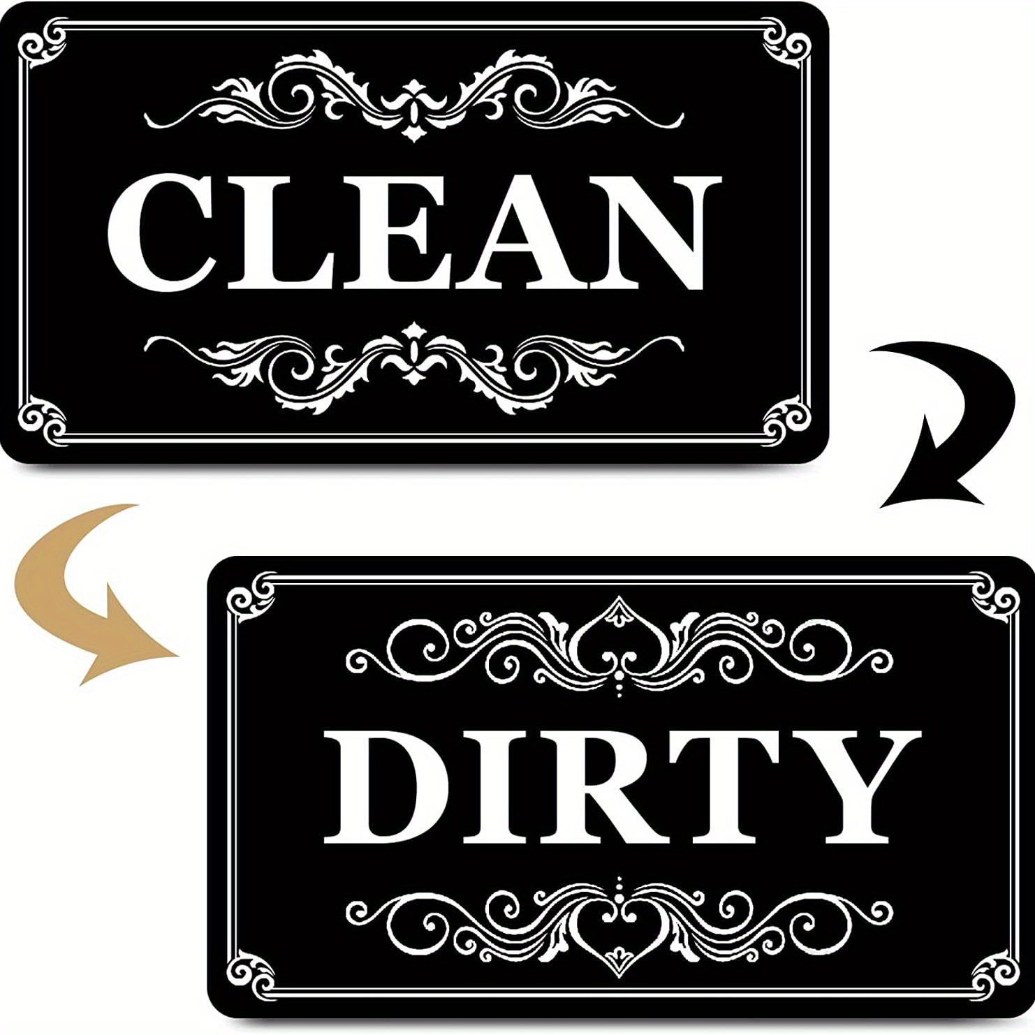 Clean Dirty Dishwasher Magnet Sign - Original Black and White Design