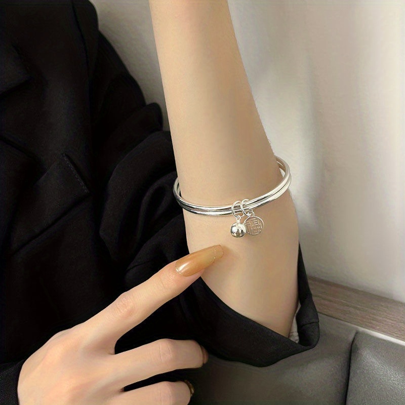 Double Ring Blessing Word Bell Bracelet