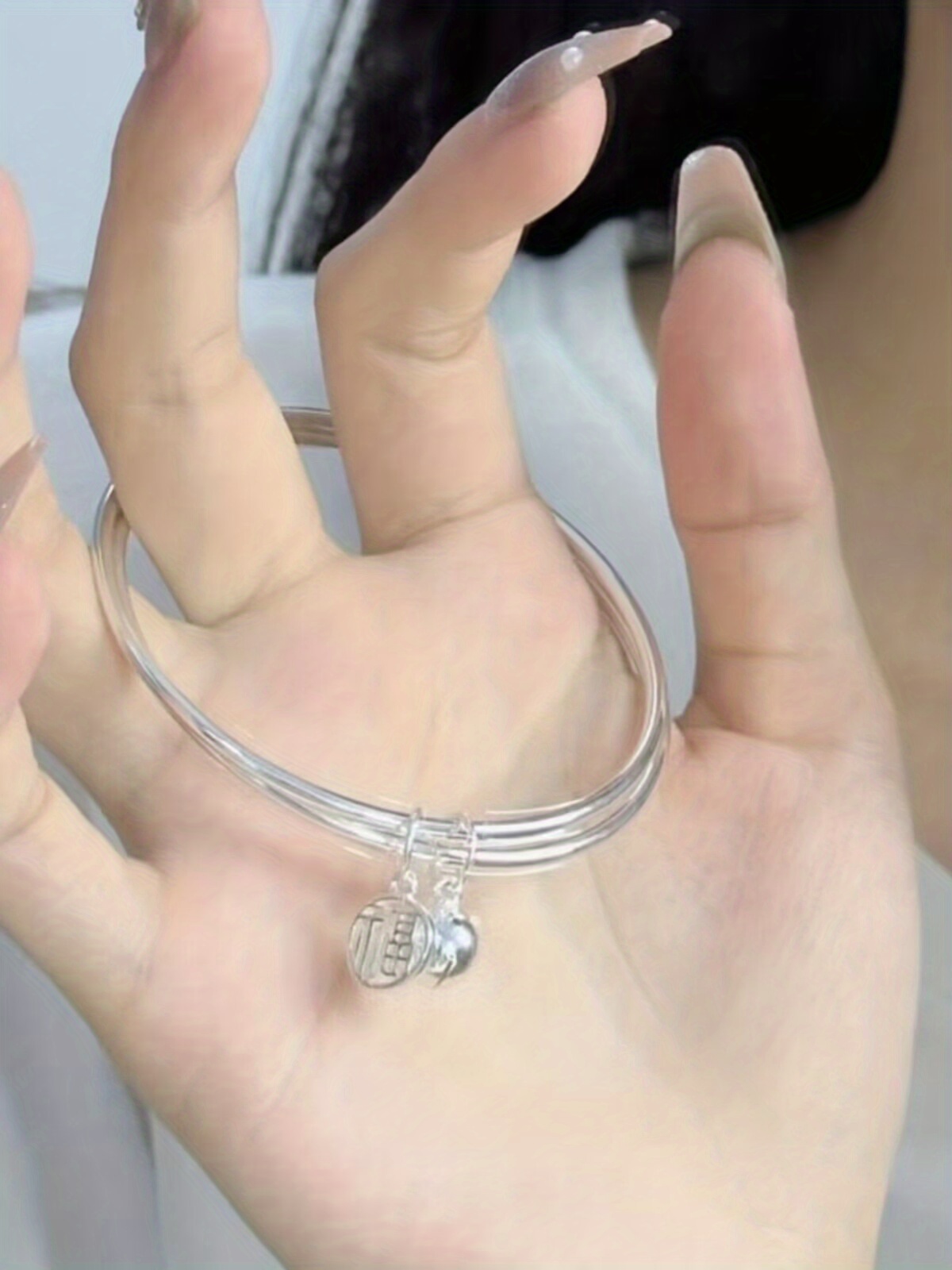 Double Ring Blessing Word Bell Bracelet