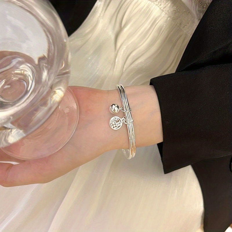 Double Ring Blessing Word Bell Bracelet