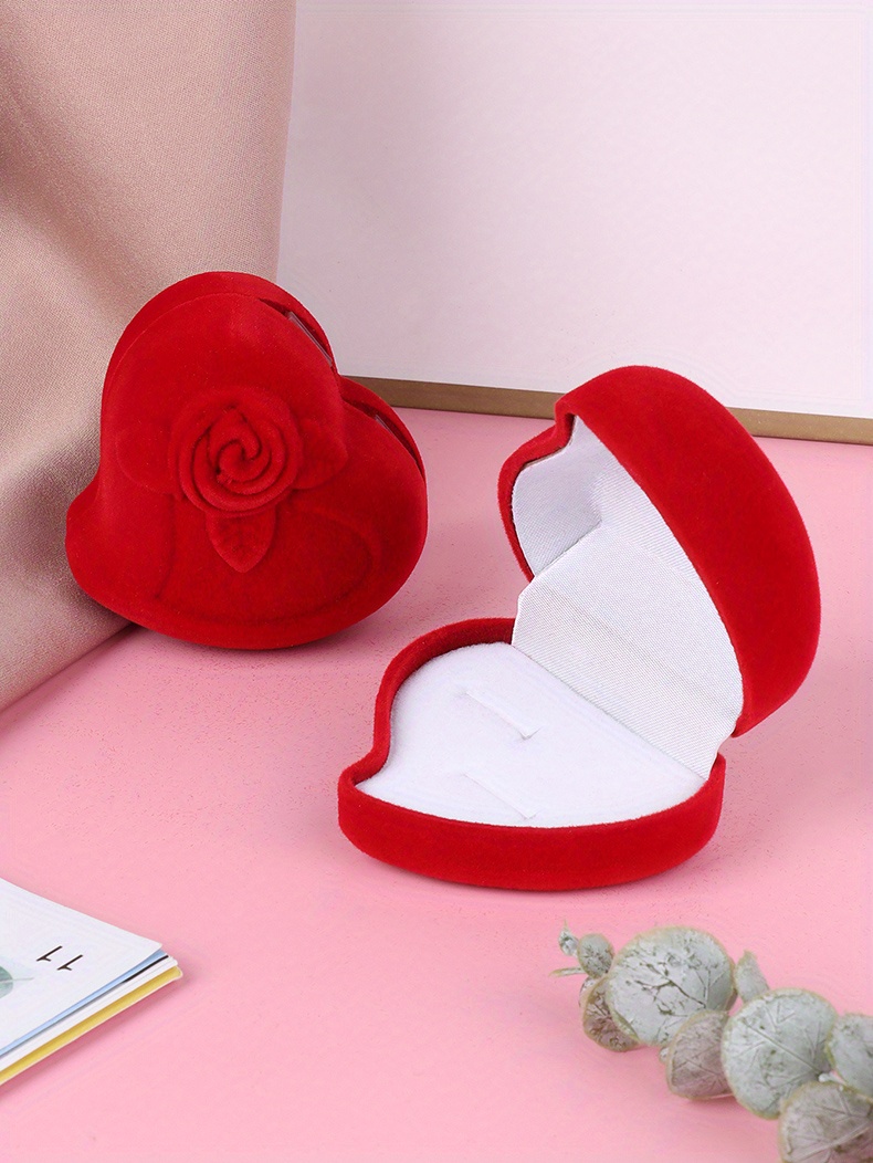 Red Rose Heart shaped Ring Box Rose Box Ring Box Single Ring Temu