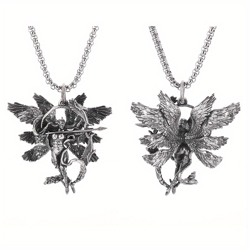 1pc New Fashion Men's Exquisite Ten-winged Angel Pendant Men Personality  Creative Necklace Casual Party Accessories