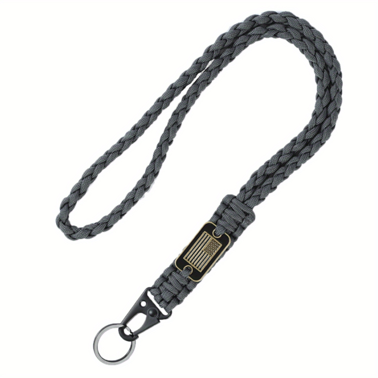 Heavy Duty Braided 550 Paracord Neck Lanyard Keychain for Men Women Outdoor  Survival, Parachute Rope Necklace Keychains with HK Clip Key Ring for ID  Card Badge Holder, Camera, Wallet and 