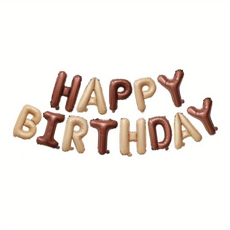 Happy Birthday Balloon Set - 16 Inch Caramel Aluminum Balloons For Birthday Party Decorations And Baby Showers, Christmas Decorations, Navidad Decoración