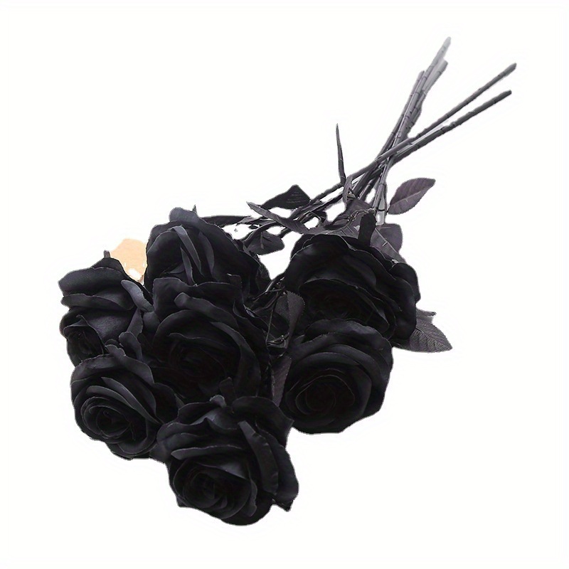 10pcs Flores De Rosa Negra De Seda Artificial, Ramo De Rosa Negra  Simulación Pura, Decoración De La Serie Oscura De Estilo Gótico De Horror  Del Festiv