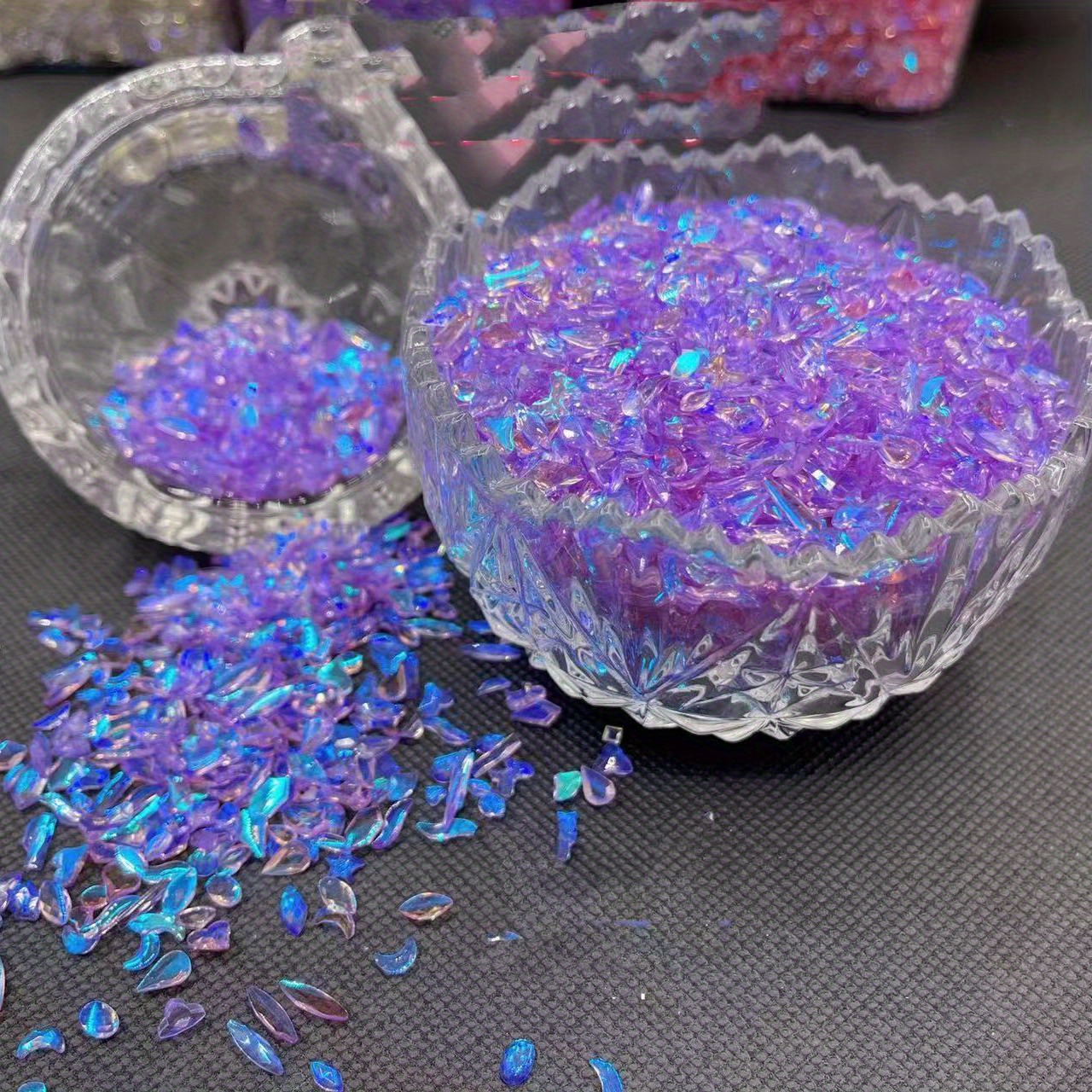  100Pcs Mixed Shape Aurora Glass Crystal Nail Art Rhinestones  Nail Gems Iridescent Clear Nude Flatback Rhinestone Diamonds Stone for 3D  DIY Nails Art Crafts Jewelry Decoration (Aurora Pink) : Beauty 
