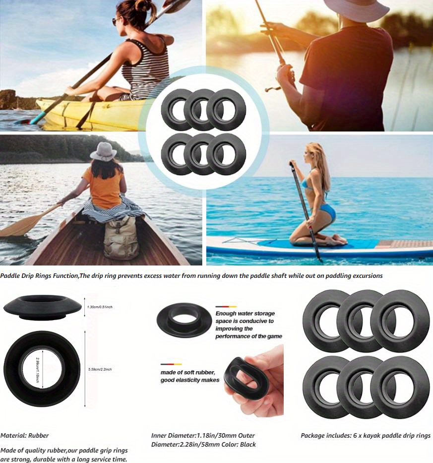 Drip Rings Kayak Paddles Prevent Sliding Keep Dry Universal Temu