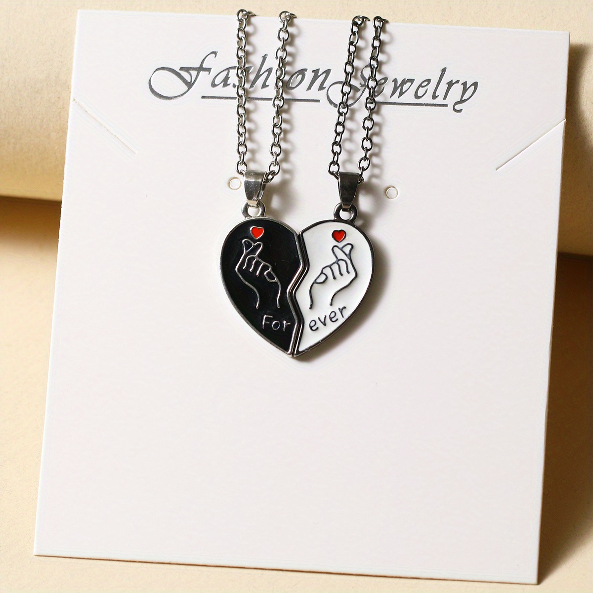 Forever Two Pieces Couple Necklace Set Magnetic Heart Pendant for