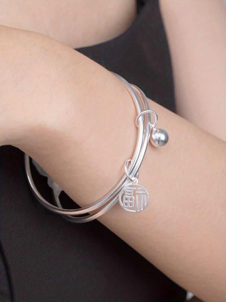 Double Ring Blessing Word Bell Bracelet