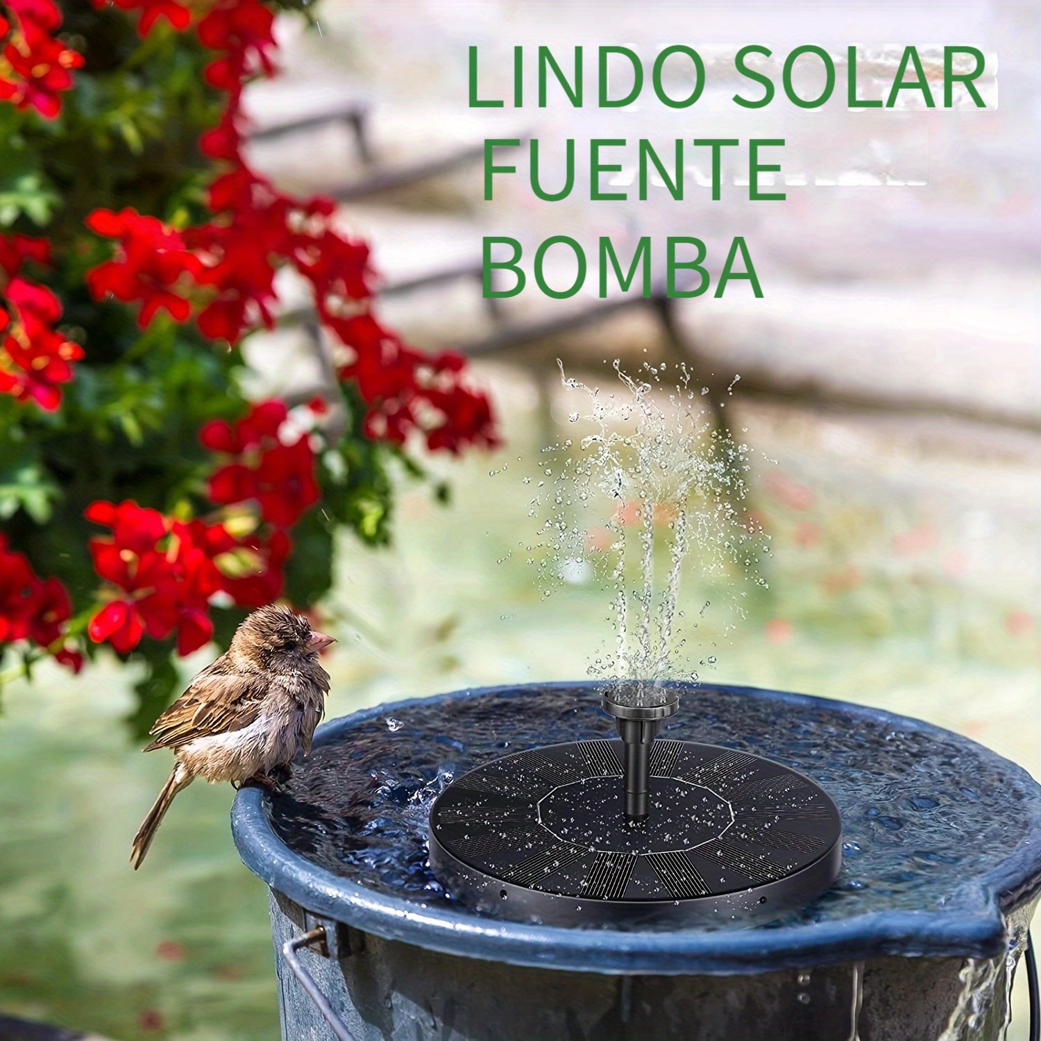  Fuentes solares de baño para pájaros, cuenco de baño