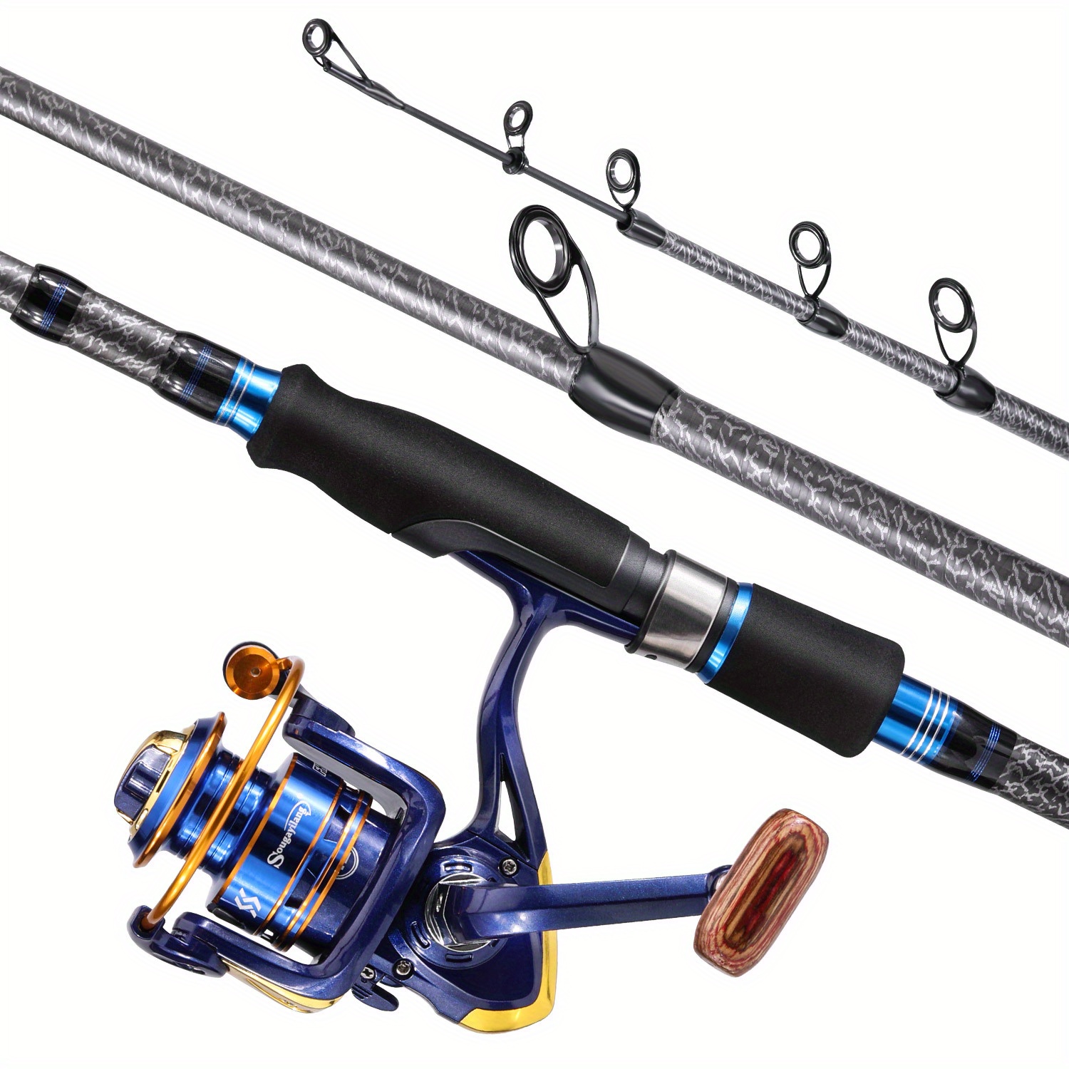 Fishing Rod and Reel Set Spinning Combo Fishing Tackle Set with Portable Travel  Rod and Reel Fishing Gear for Freshwater Saltwater Fishing