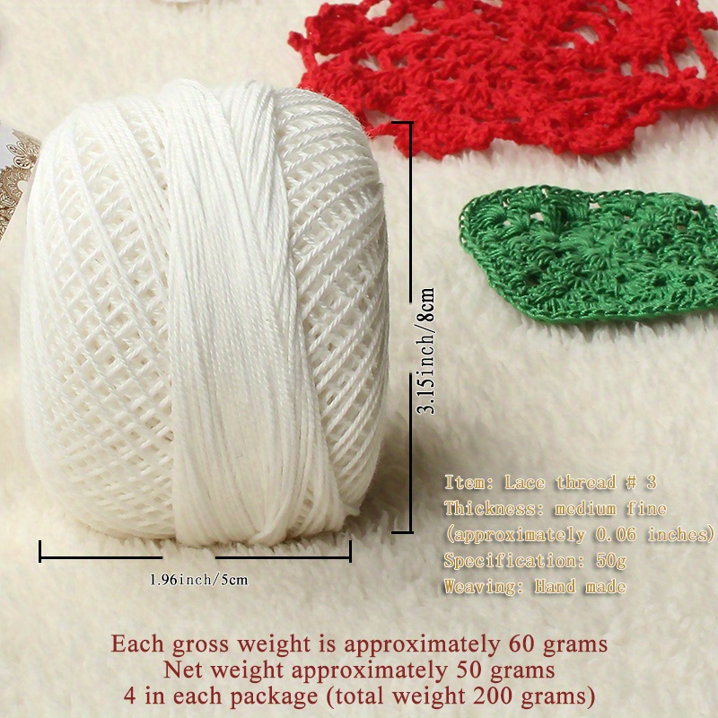4pcs Mercerized Cotton Yarn For Diy Knitting And Crocheting Shawl