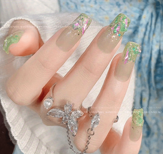 Mixed Shapes Aurora Glass Crystal Nail Art Rhinestones Nail - Temu