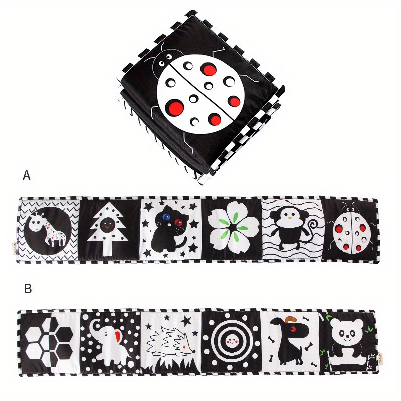 Black and White High Contrast Soft Cloth Book Baby Newborn Sensory Toys