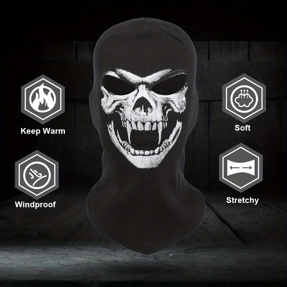 SKHAOVS 3 Pezzi Maschera Teschio, Maschera Fantasma,Moto Teschio Maschera, Teschio Fantasma,Bandana Multiuso con Teschio per Sci, Motocicletta Sport  Feste in Maschera Halloween (Nero) : : Moda