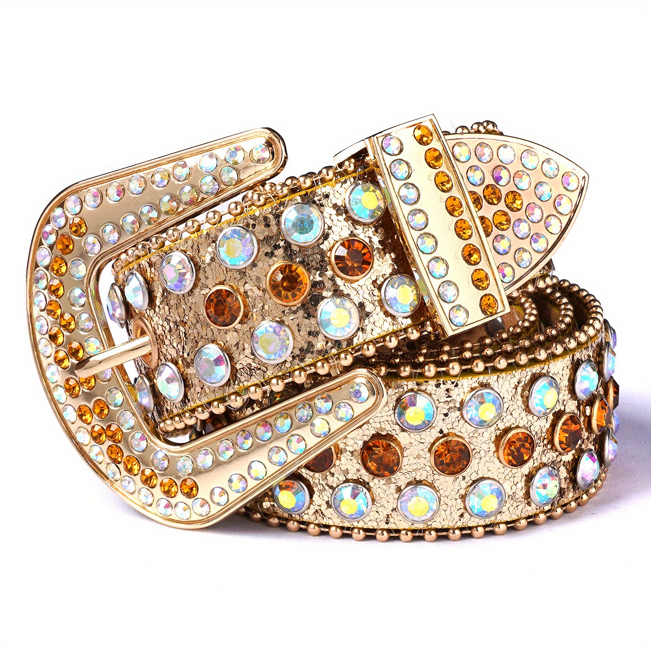 Image of Punk Style Rhinestone Decor Belt, Western Cowboy Design, Size, Non-textile Materials, No Feathers, For Night Out, Weekend Casual, Party, Daily