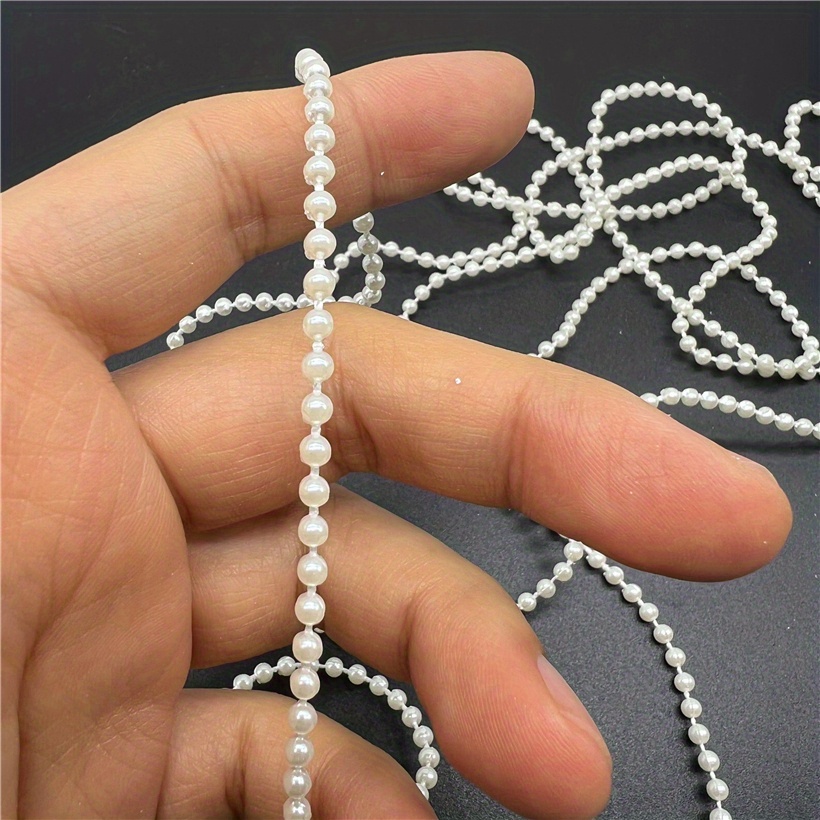 10m Acrylic Pearl Garland String Chain Spool Beads for Wedding Favor Bridal  Bouquet Party Decoration (White) 