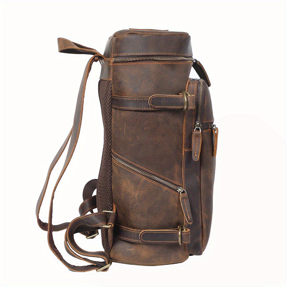 Vintage Genuine Leather Backpack Laptop Bag Crazy horse - Temu