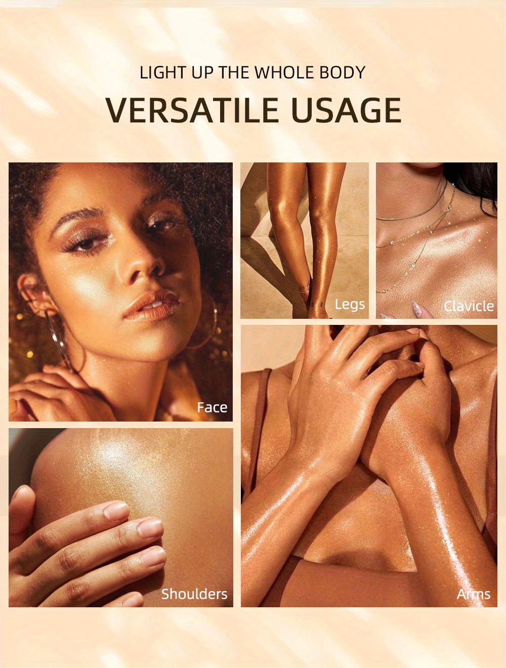 Highlighter Liquid, Full Body Brightening Lotion, Contouring Beach Sexy