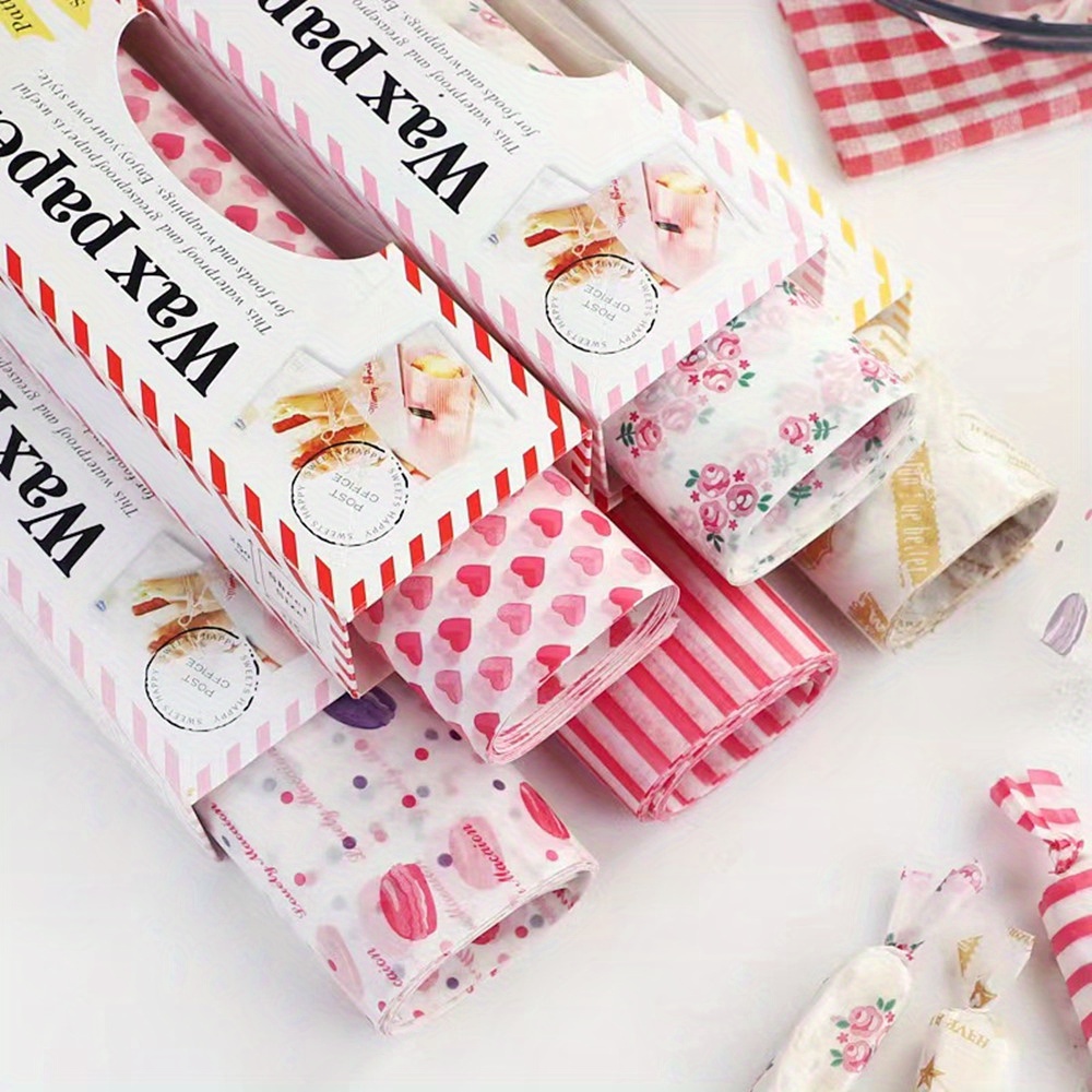 Wax Papers Red Pattern Food Wrappers Wrapping Paper - Temu