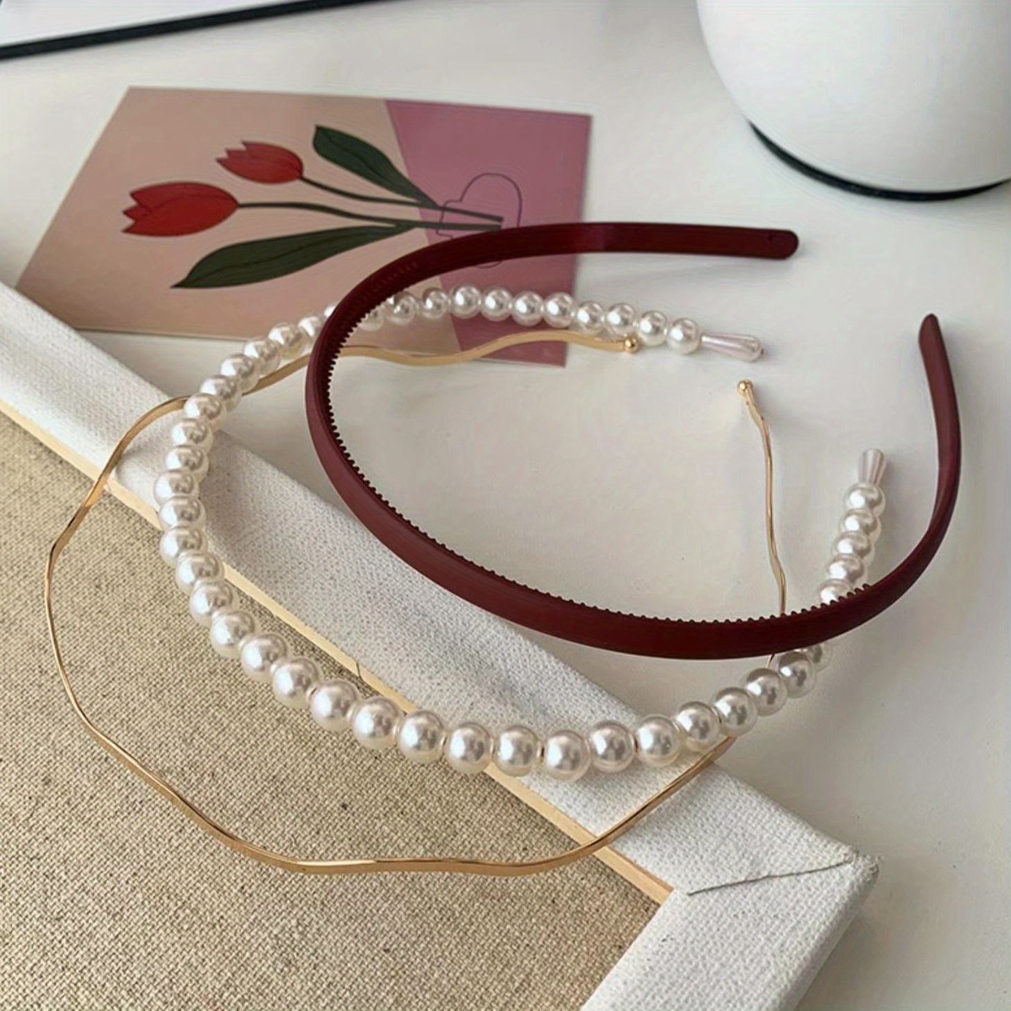 Simple Pearl Hairband Versatile Non slip Head Hoop Elegant - Temu