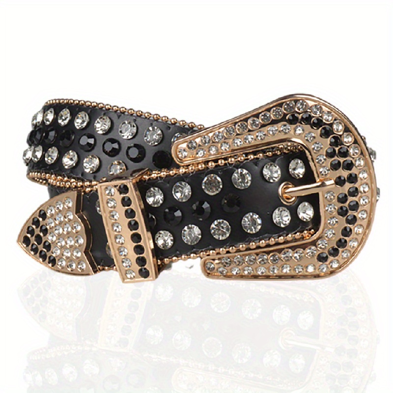 DNA Premium Small Unisex Leather Black Rhinestone Belt