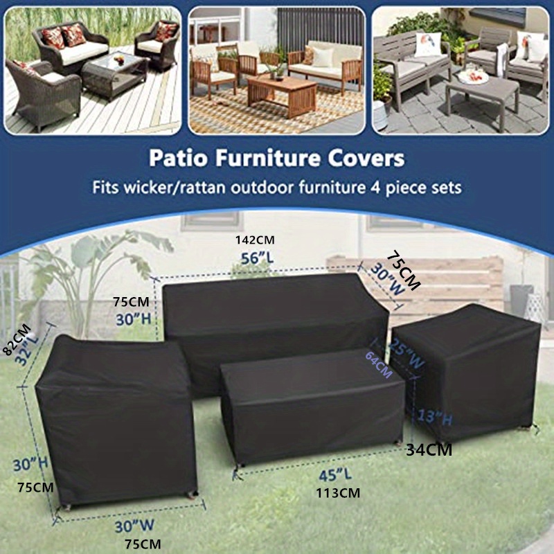 Patio Furniture Cover Set Heavy Waterproof Outdoor Furniture - Temu