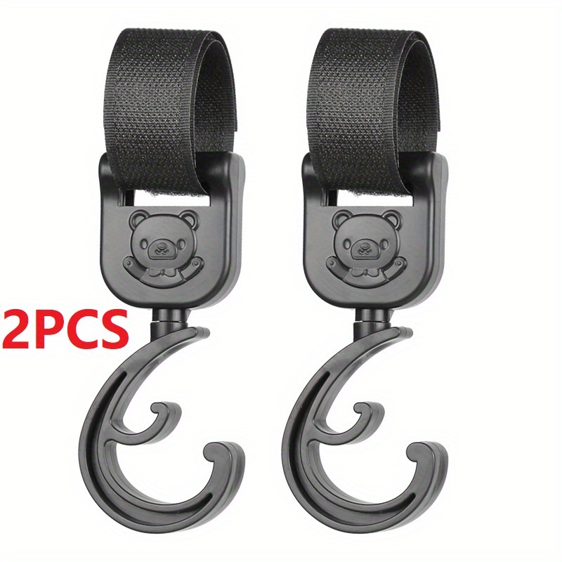 2pcs Black Baby Stroller Hooks: Rotatable And Large Hooks Convenient For  Hanging Bags On Strollers. Allow For Hands-free Carrying Of Luggage.