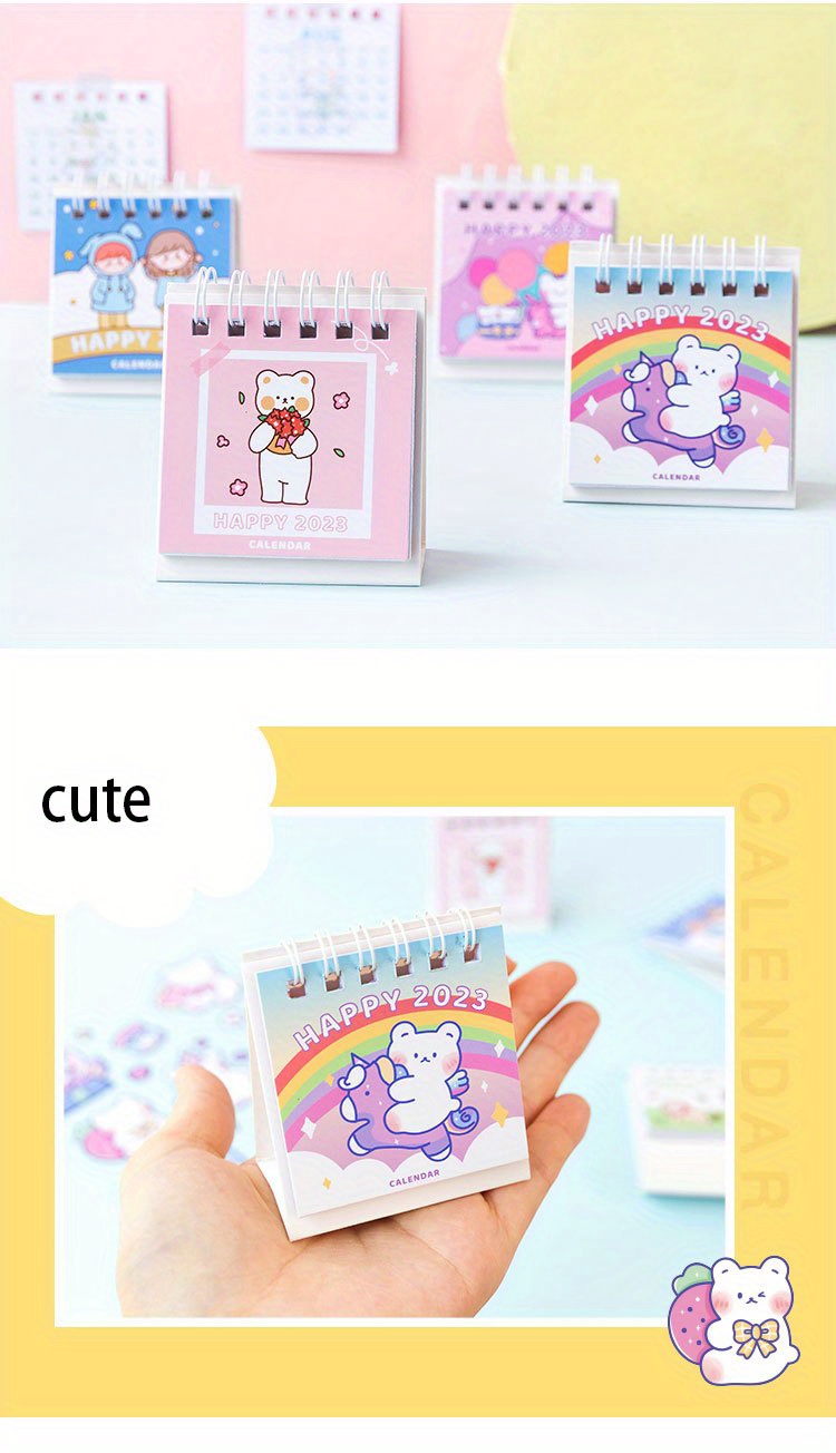 2023 Cute Mini Desk Calendar Portable Student Desktop Small - Temu