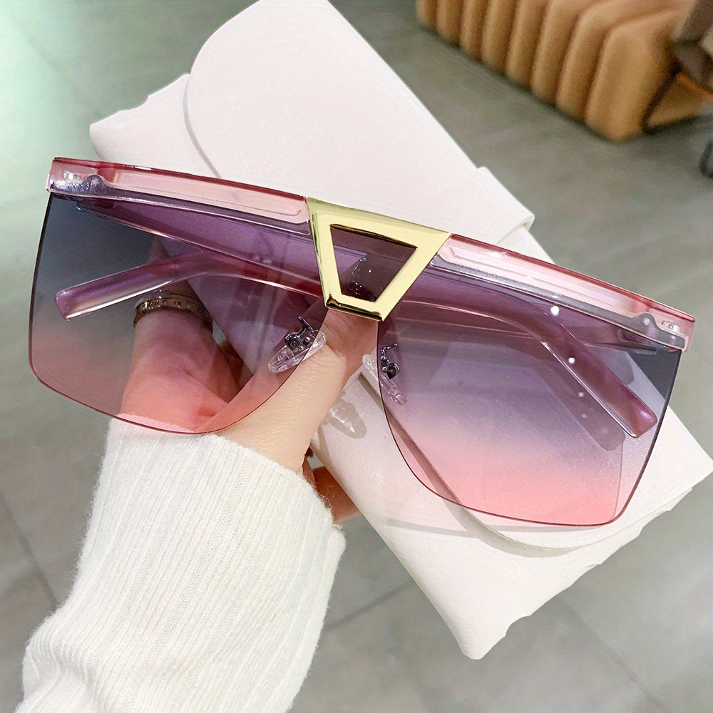 Oversized Semi Rimless Sunglasses For Women Men Y2k Gradient Lens