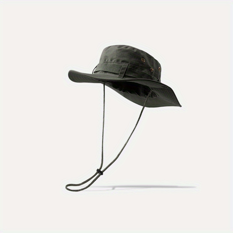 Dark Green Fashionable Beach Hat, Men's Camping Outdoor Floppy Hat For Men Fishing Hat