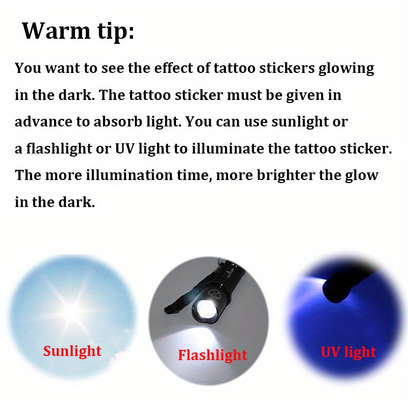 Glow In The Dark Temporary Tattoos Lasts 27 Days Perfect For Women