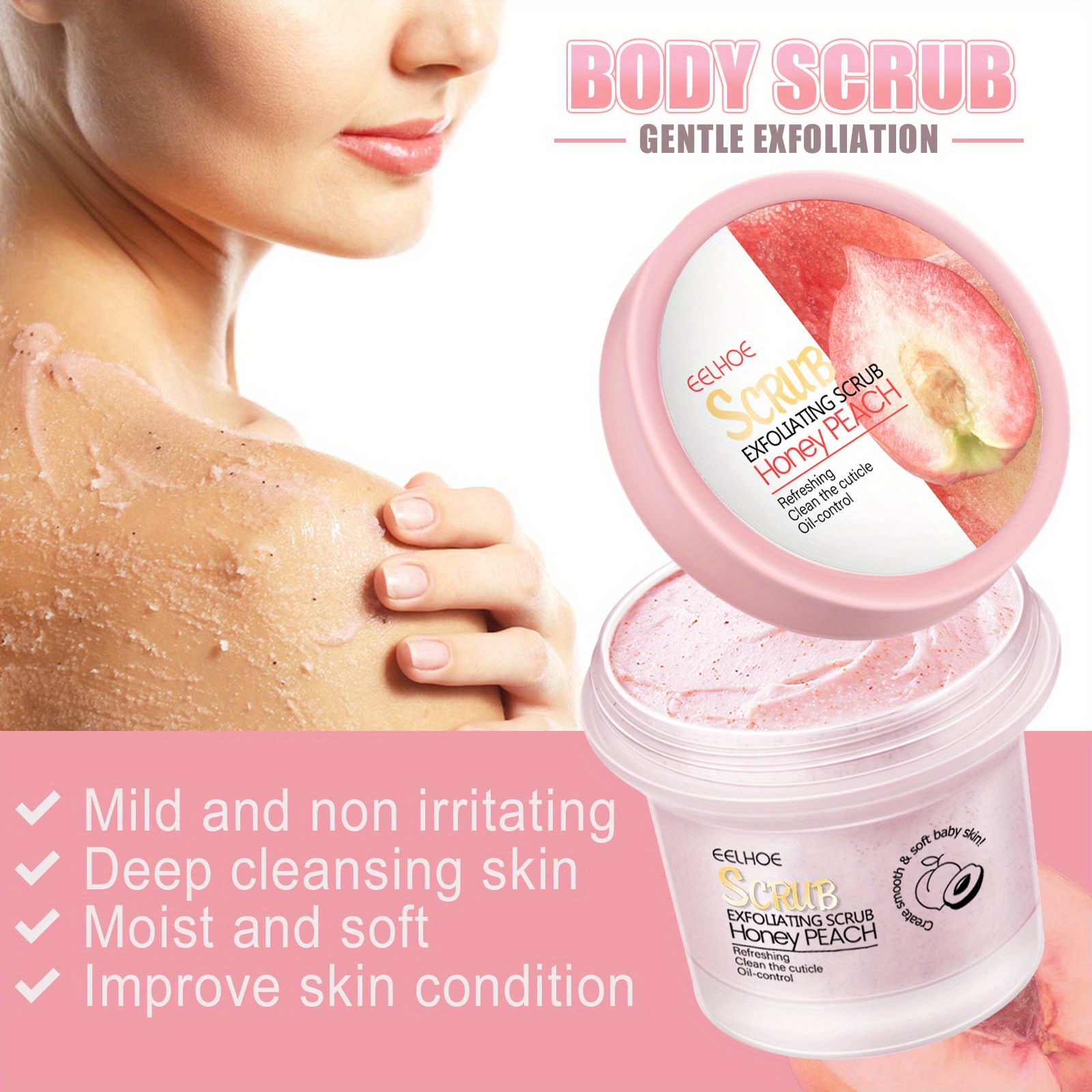 Peach Body Scrub Moisturize Exfoliate Deep Cleanse Pores Temu