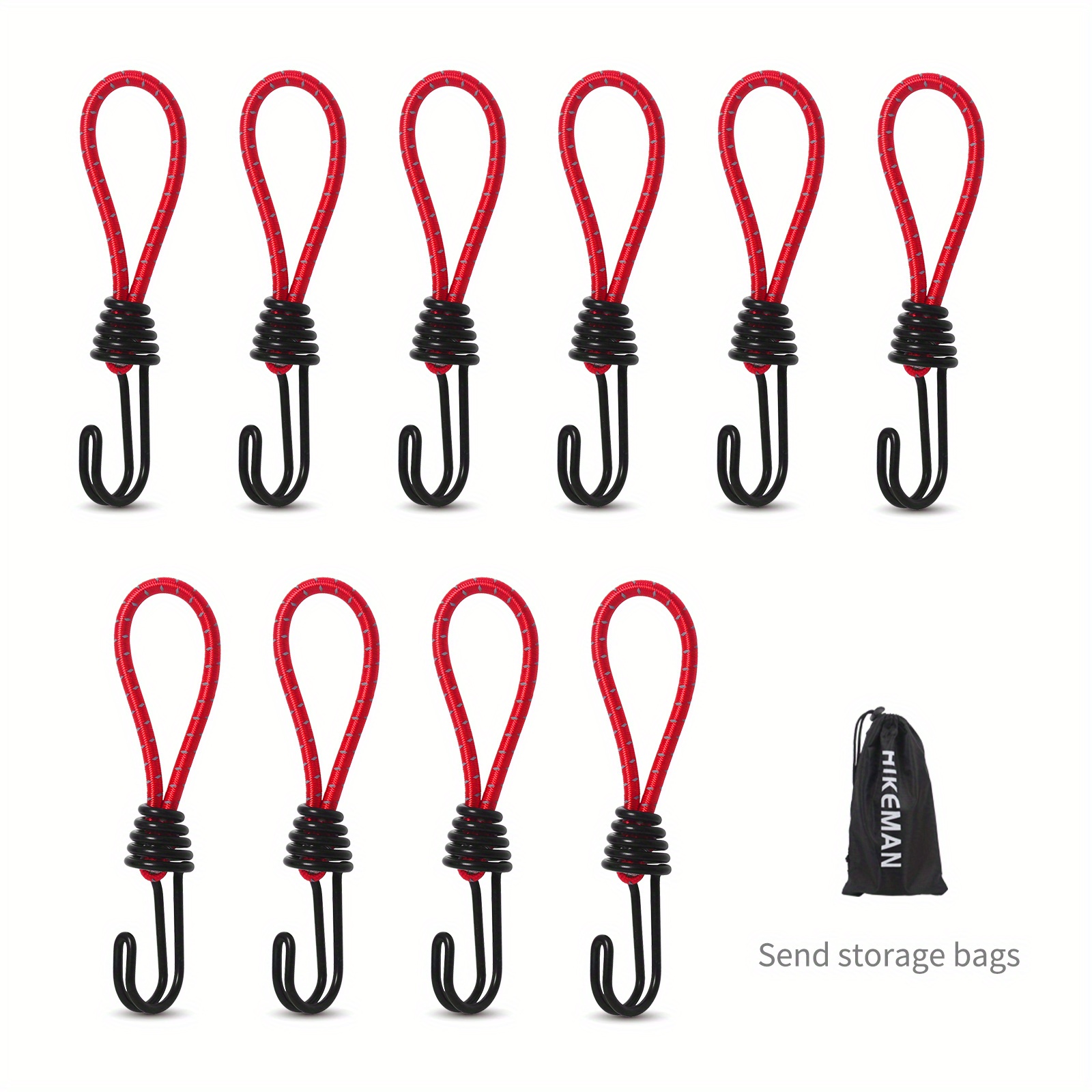 10pcs Heavy Duty Bungee Cord With Hooks Elastic Rope For Tarps