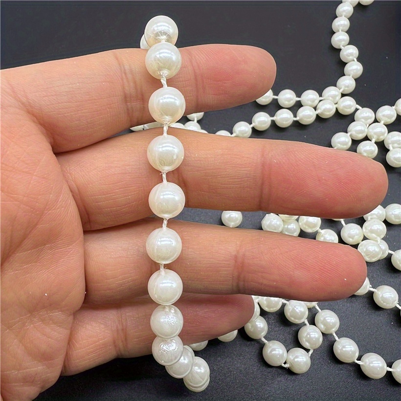 White Round Mini Beads Chain Roll Garland Flowers Acrylic - Temu