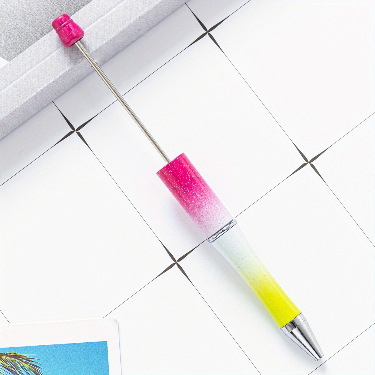 24pcs Beadable Pens Bulk Shaft Black Ink Bead Pens Assorted Beaded Pastel  Colored Pens Multicolor Ballpoint Pen For Office Making DIY, 6 Styles