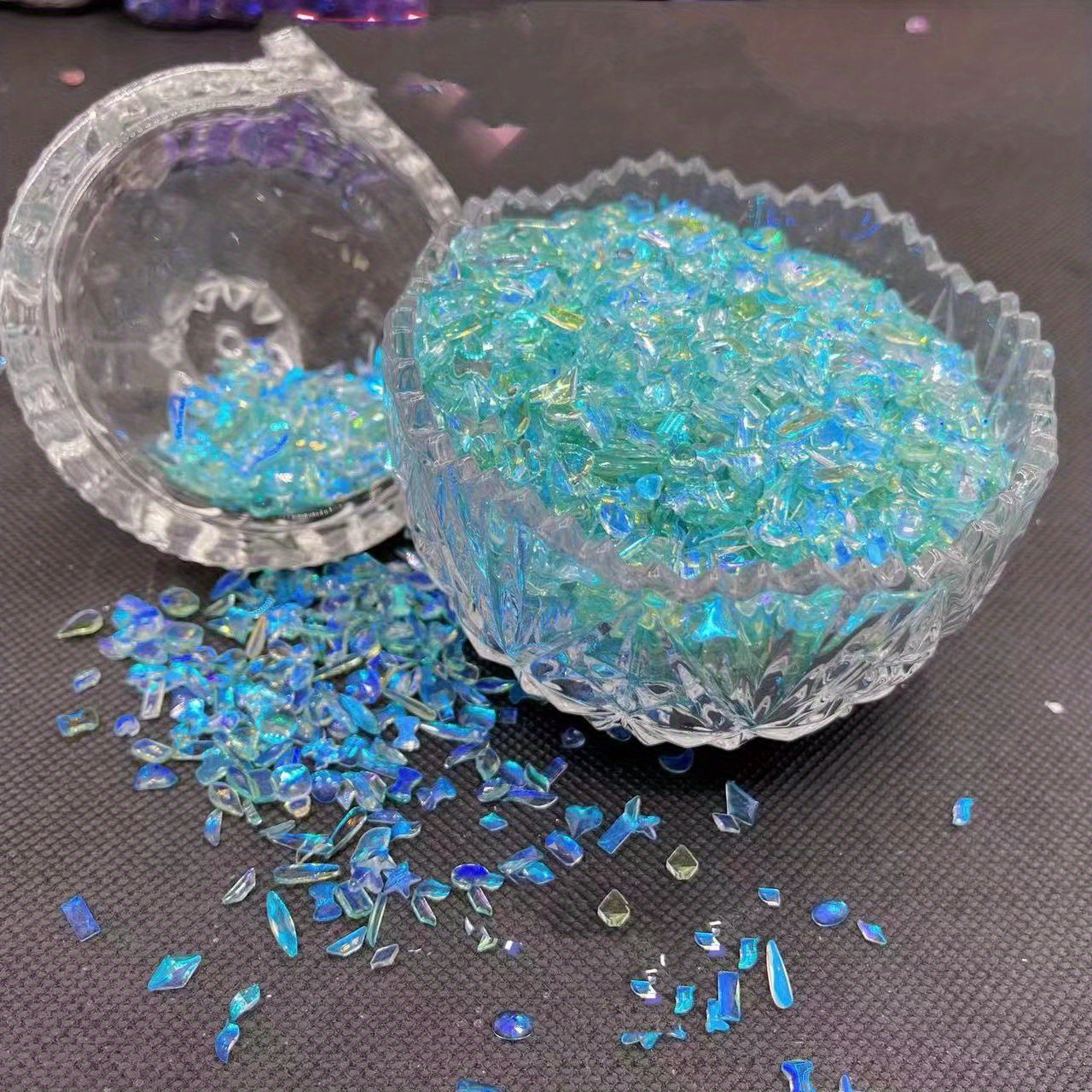 Mixed Shapes Aurora Glass Crystal Nail Art Rhinestones Nail - Temu