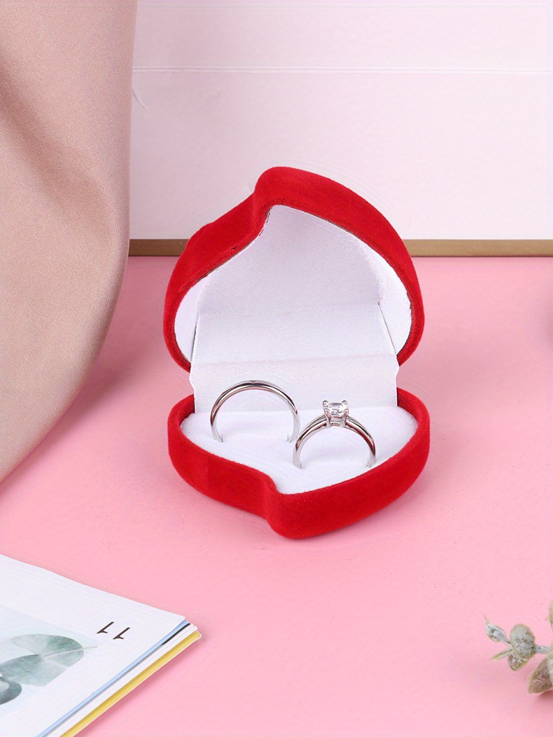 Red Rose Heart shaped Ring Box Rose Box Ring Box Single Ring Temu