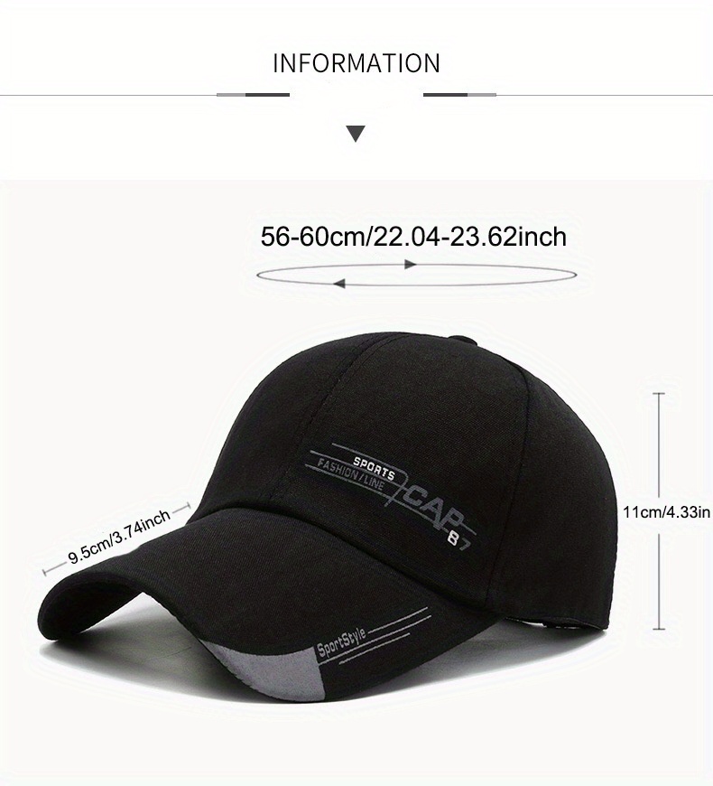 Men's Sports Sunscreen Baseball Cap Letter Print Outdoor Sun Visor Hat details 1