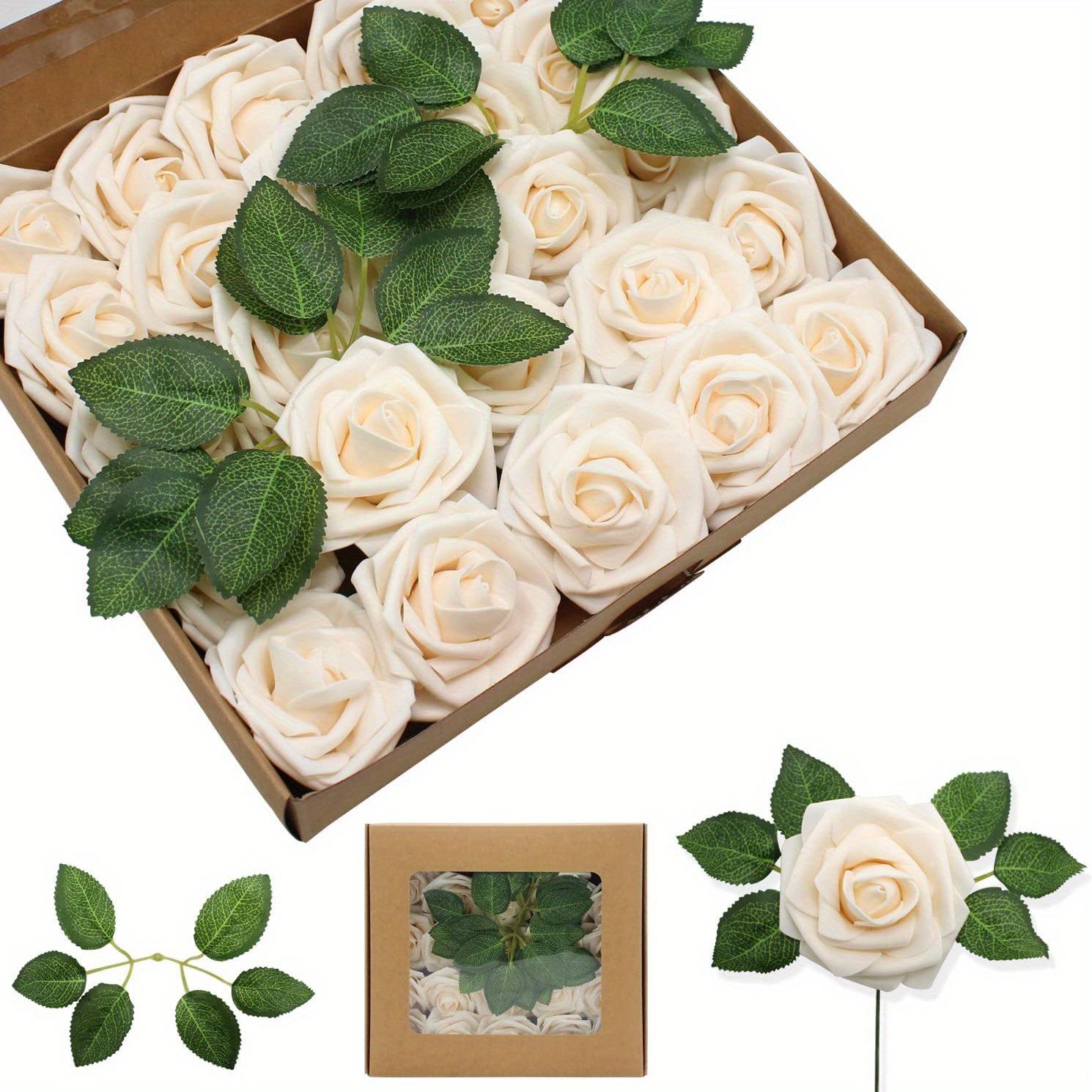 Rosas artificiales, 25 piezas de flores artificiales, flores