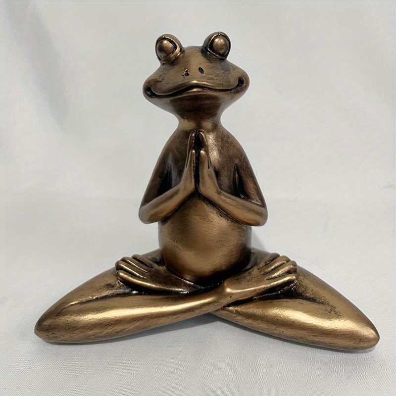  hobbyme Meditating Yoga Frog Statue Figurine Home Decorative  Accent Decor for Tabletop Living Room Bedroom Office Desktop Cabinet Shelf  Brown : Home & Kitchen