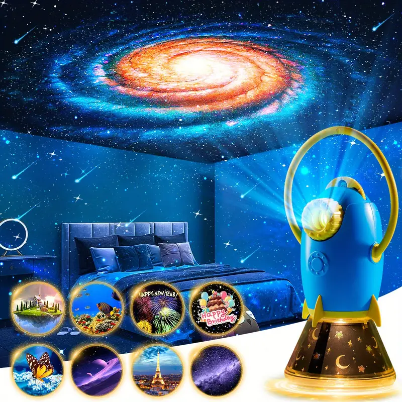 1pc star lamp projector galaxy projector for bedroom night light projector for kids adults gaming room ceiling room decor blue details 0