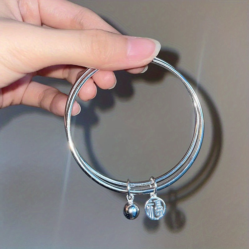 Double Ring Blessing Word Bell Bracelet