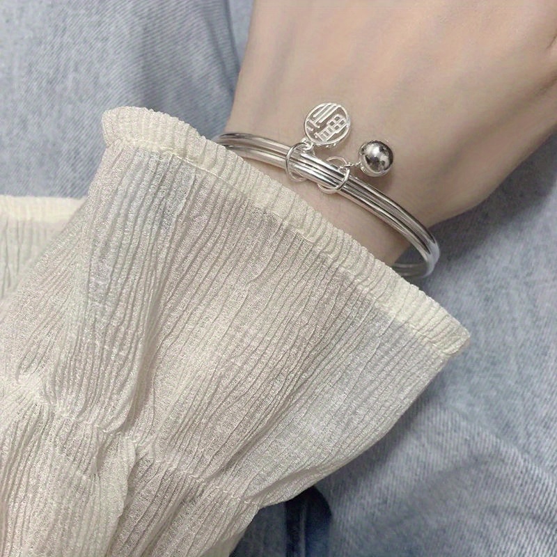 Double Ring Blessing Word Bell Bracelet